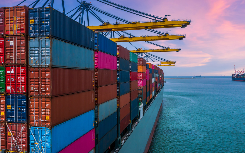 Large Containers being shipped off on a Ship