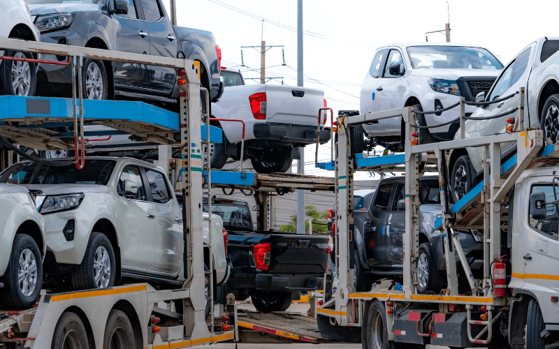 A site where vehicles are being loaded and unloaded onto vehicle transportation systems. 