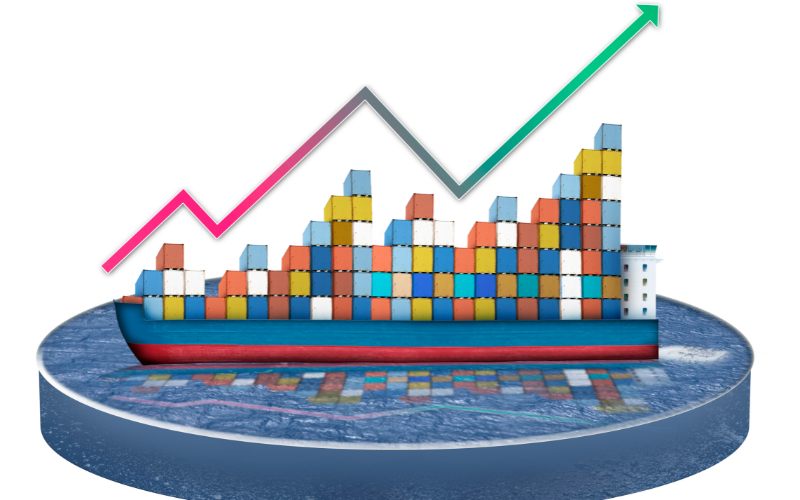 A graph showing what 2023 has in store for global container shipping